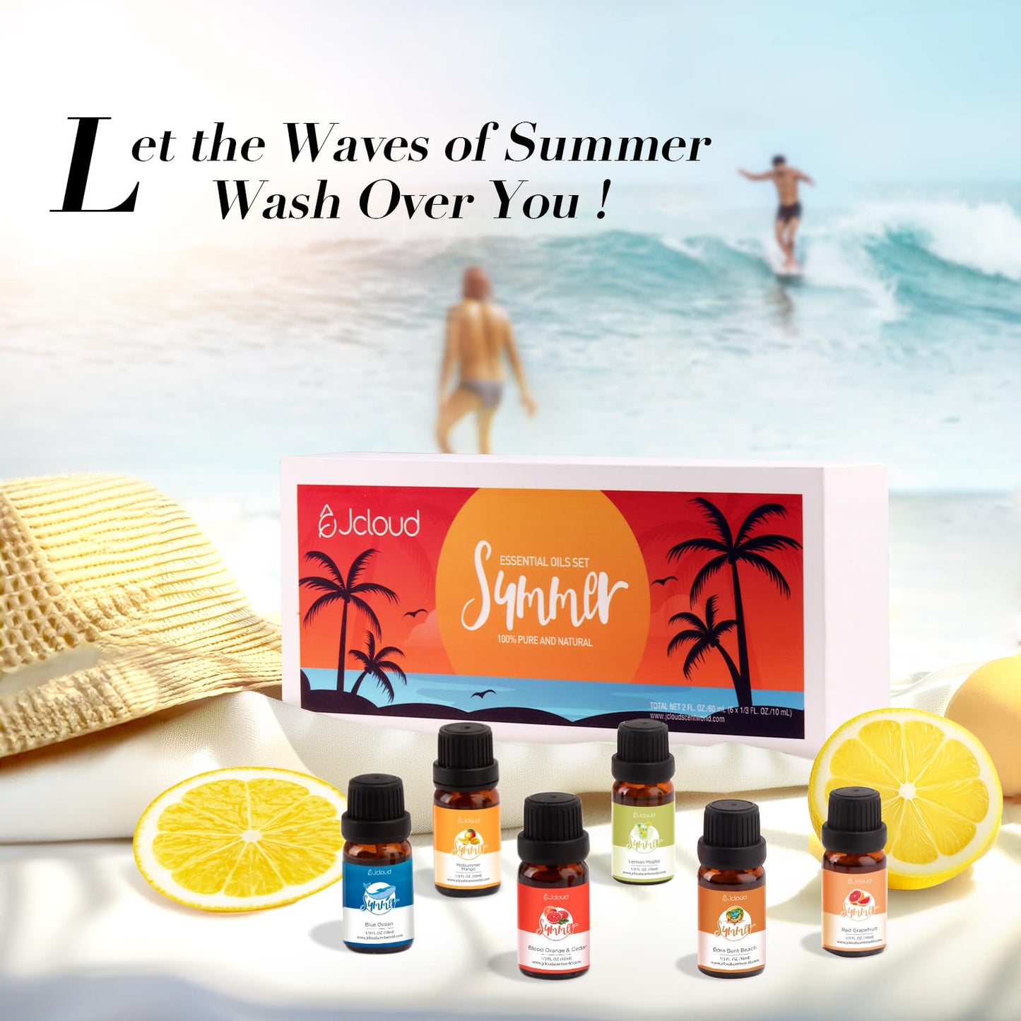 JCLOUD Summer Fragrance Oils Set – 6x10mL Diffuser Oils Gift Set