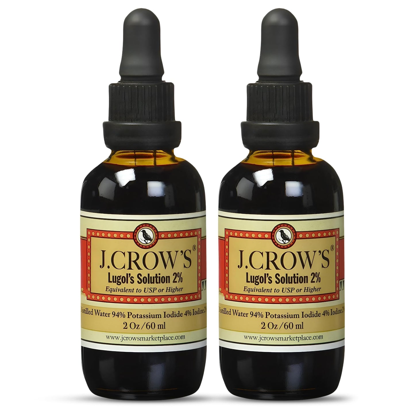 J.CROW'S Lugol's Iodine 2% – 2 oz (2 Bottles) | Premium Iodine & Potassium Iodide