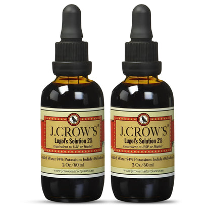 J.CROW'S Lugol's Iodine 2% – 2 oz (2 Bottles) | Premium Iodine & Potassium Iodide