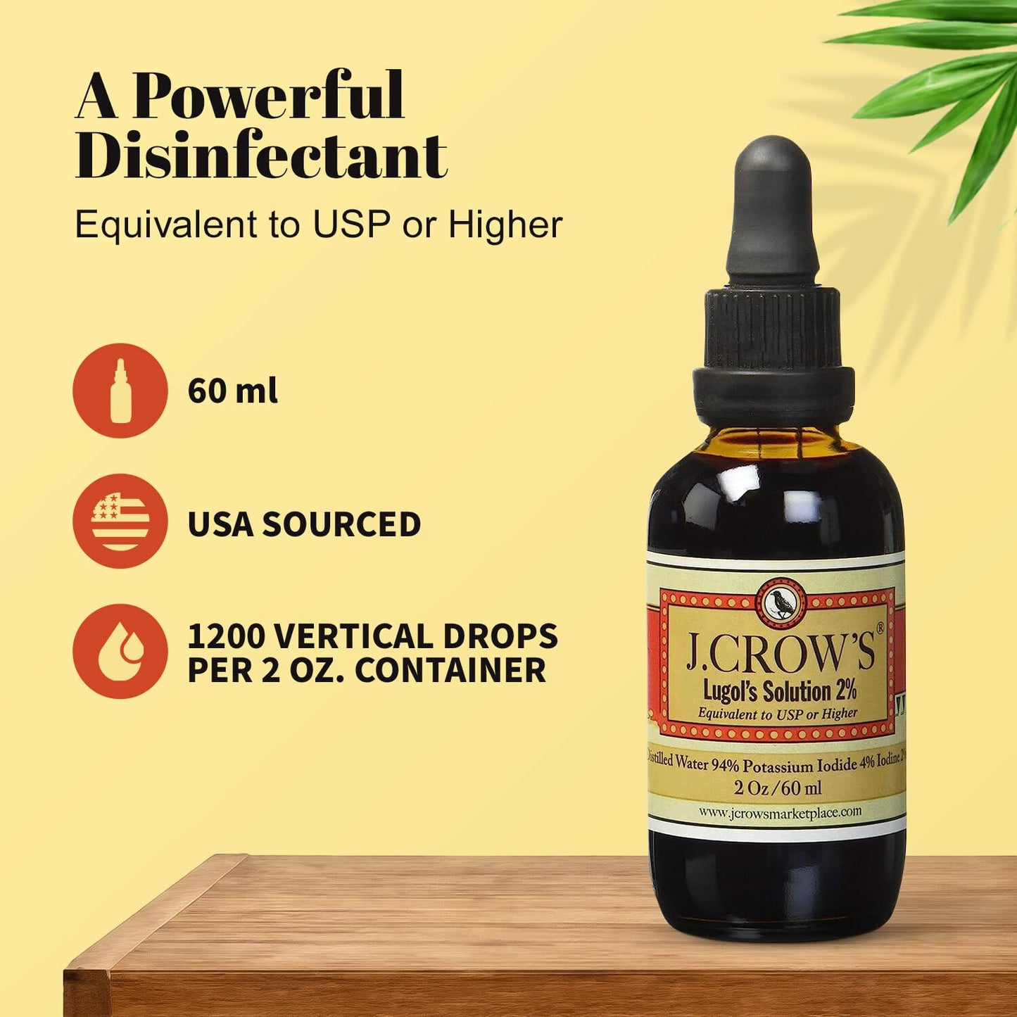 J.CROW'S Lugol's Iodine 2% – 2 oz (2 Bottles) | Premium Iodine & Potassium Iodide