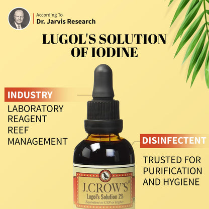 J.CROW'S Lugol's Iodine 2% – 2 oz (2 Bottles) | Premium Iodine & Potassium Iodide