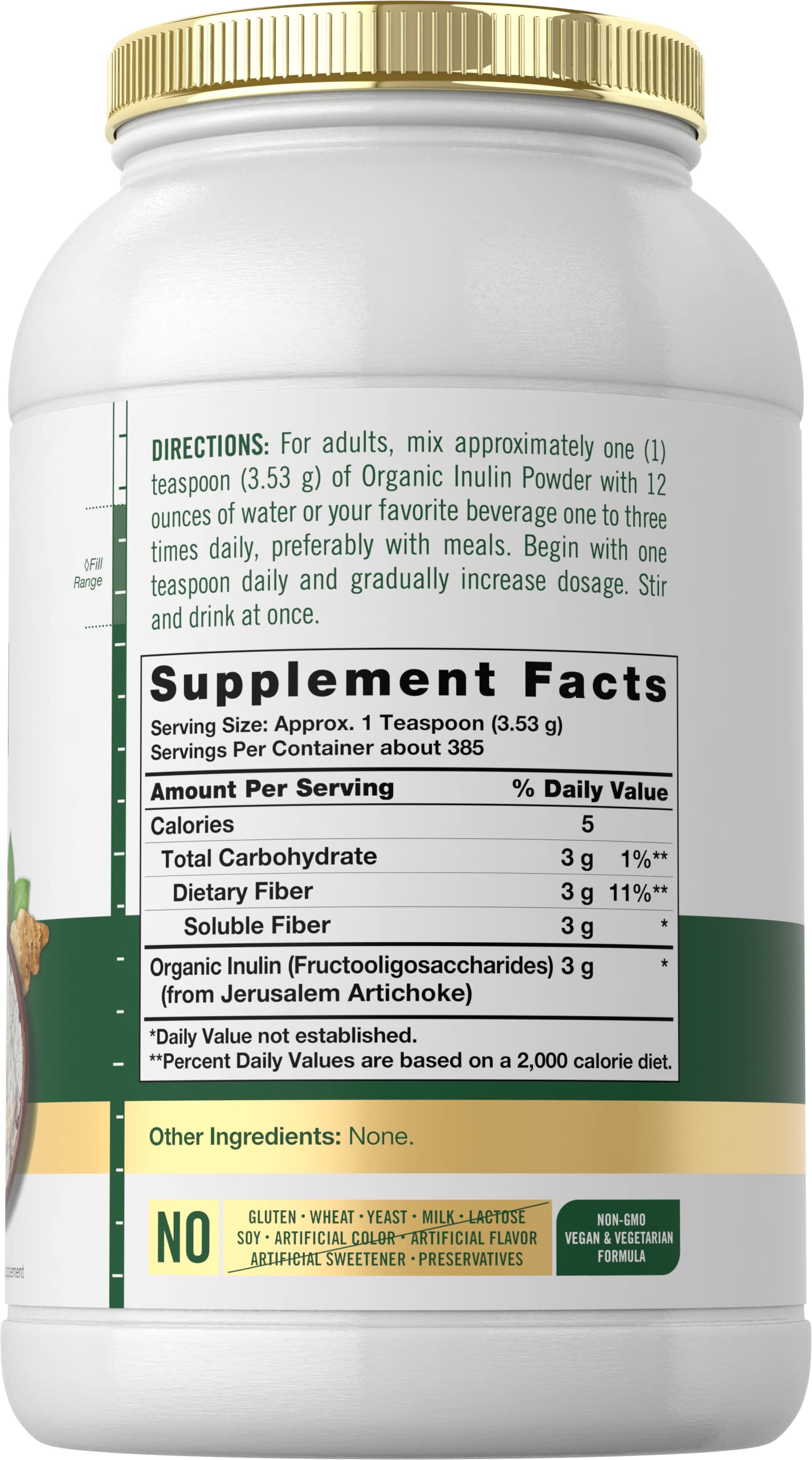 Carlyle Organic Inulin Powder 48oz | Prebiotic Fiber from Jerusalem Artichoke | Vegan & Non-GMO