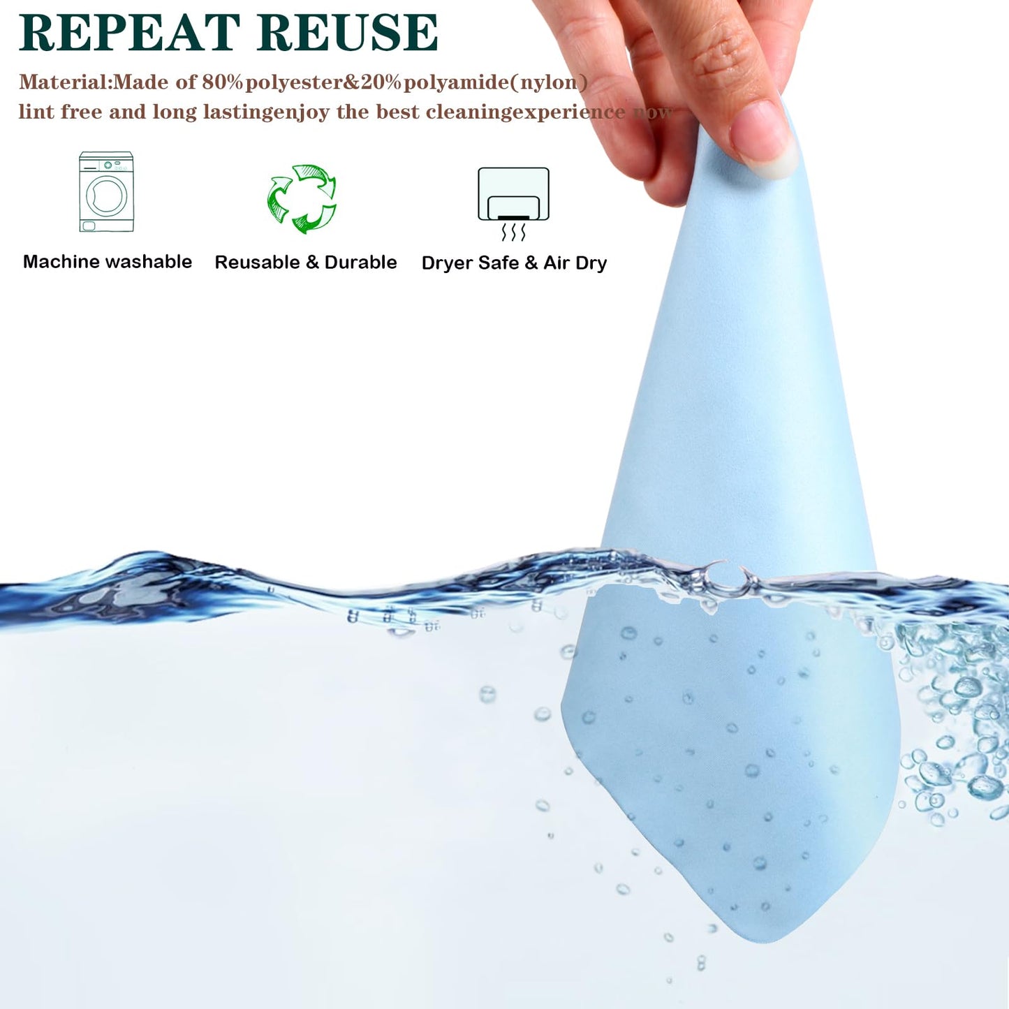 8 Pack Multicolor Microfiber Cleaning Cloths for Cameras, Lenses, Eyeglasses, Jewelry & Screens