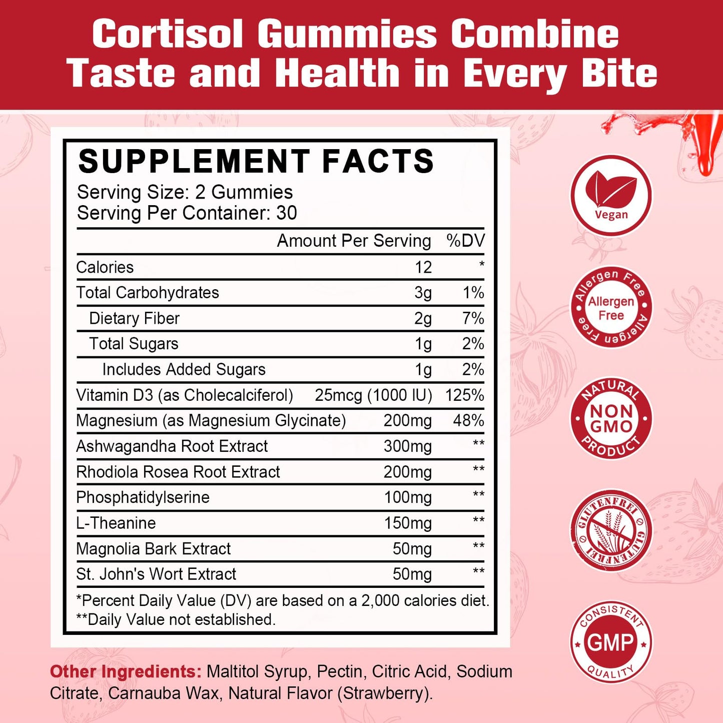 JIANKYTZ Cortisol Gummies for Women – Ashwagandha, Rhodiola, L-Theanine, Magnesium, Vitamin D3 | 60 Vegan Gummies