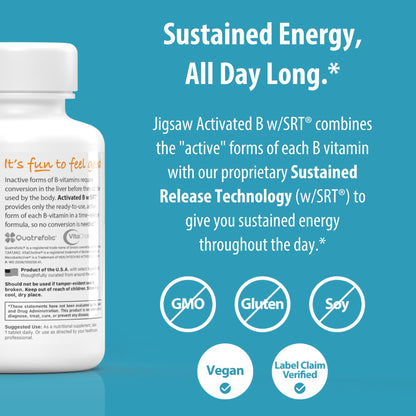 Jigsaw Health Activated B w/SRT | Supports Nervous System & Energy | 120 Tablets