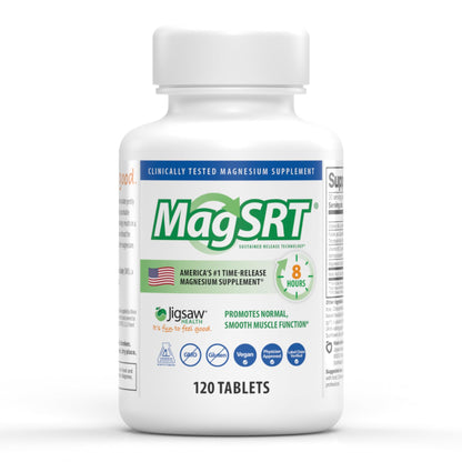 Jigsaw Health MagSRT Magnesium Supplement – Vitamin B6, Folate & B12 | 120 Tablets | 30 Servings