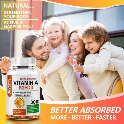 JNVCZTY Vitamin D3 K2 Supplement – 10000 IU D3, MK-7 K2, 300 Softgels