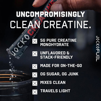 Jocko Fuel Creatine Stick Packs – Travel-Size Creatine Monohydrate, 30 Servings, Unflavored