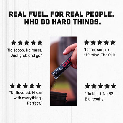 Jocko Fuel Creatine Stick Packs – Travel-Size Creatine Monohydrate, 30 Servings, Unflavored