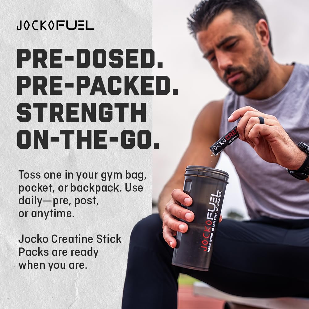 Jocko Fuel Creatine Stick Packs – Travel-Size Creatine Monohydrate, 30 Servings, Unflavored