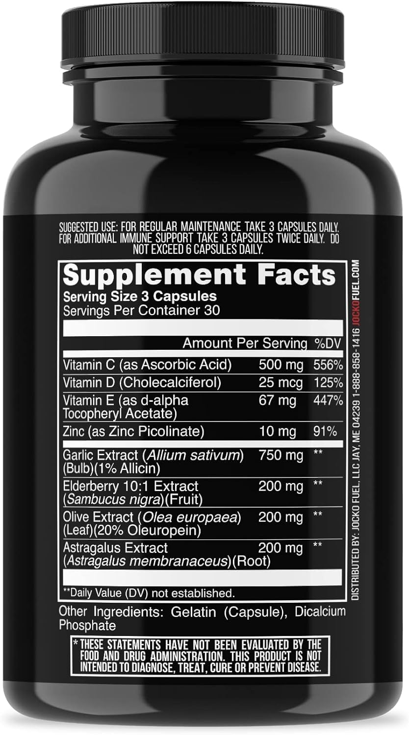 Jocko Fuel Immune Support Supplement – Elderberry, Zinc & Vitamin C | 90 Capsules