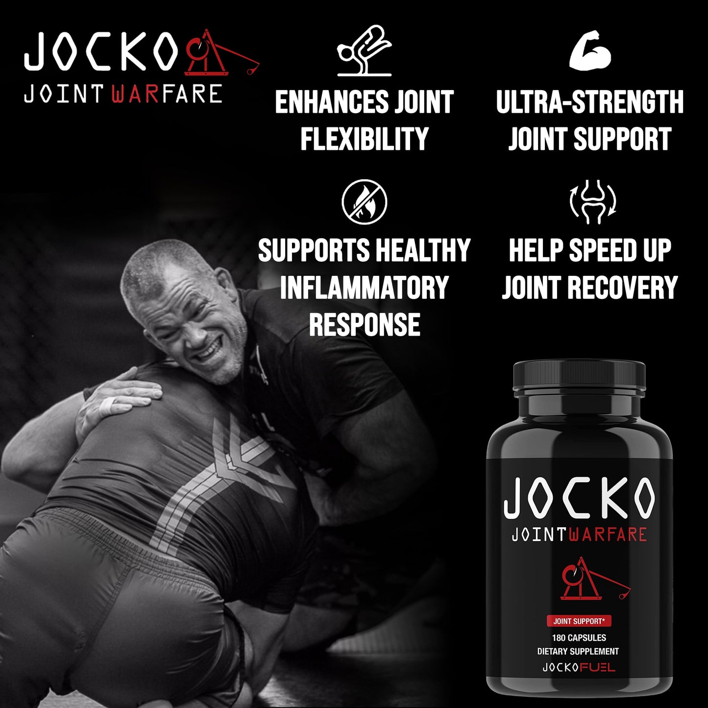 Jocko Fuel Joint Support Supplement - Glucosamine MSM, Turmeric & Boswellia, 180 Capsules