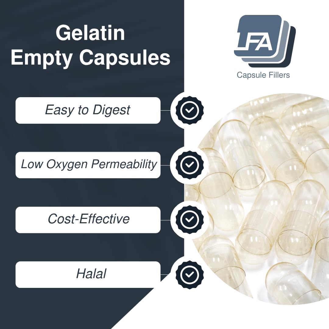 Empty Gelatin Capsules Size 0-120 | Halal Beef Gel Caps for DIY Filling Kit