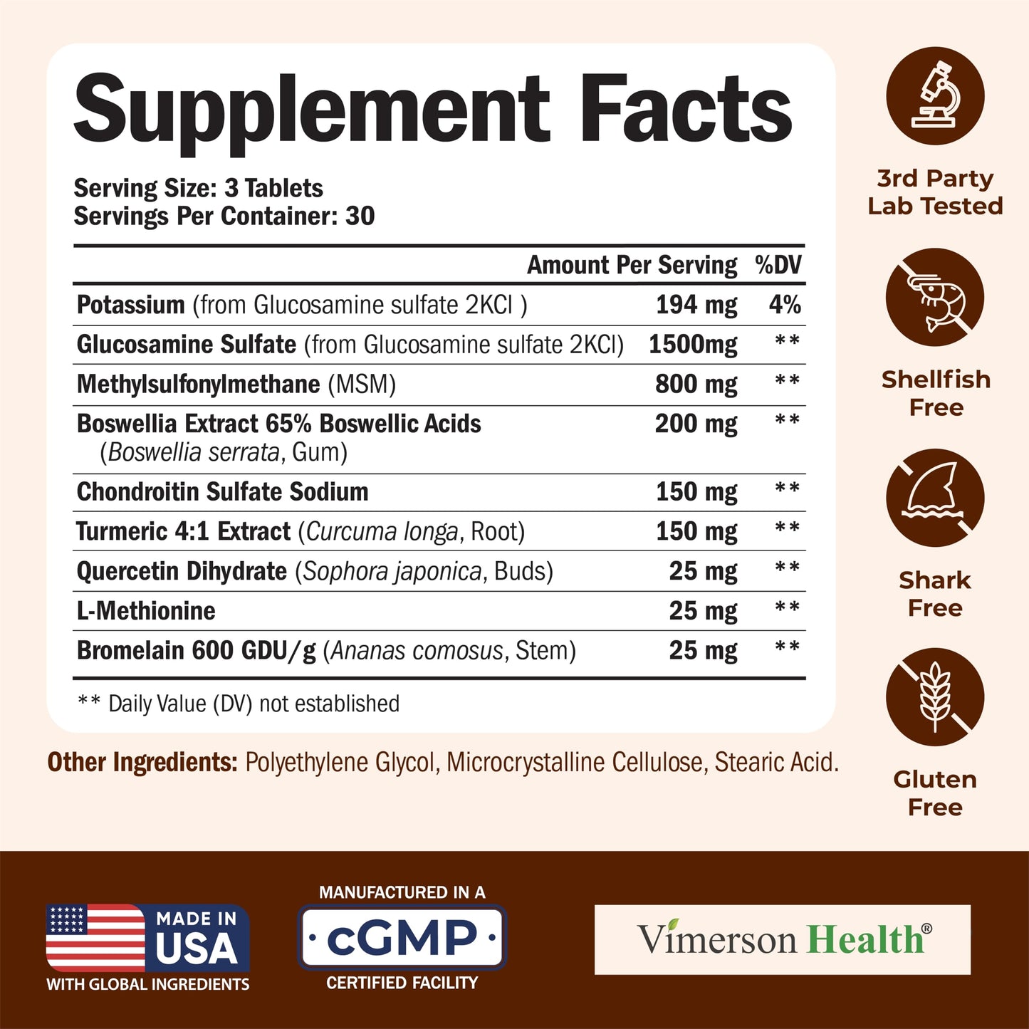 Glucosamine Chondroitin MSM 1500 mg – Joint Support & Cartilage Health (90 Tablets)