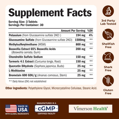 Glucosamine Chondroitin MSM 1500 mg – Joint Support & Cartilage Health (90 Tablets)