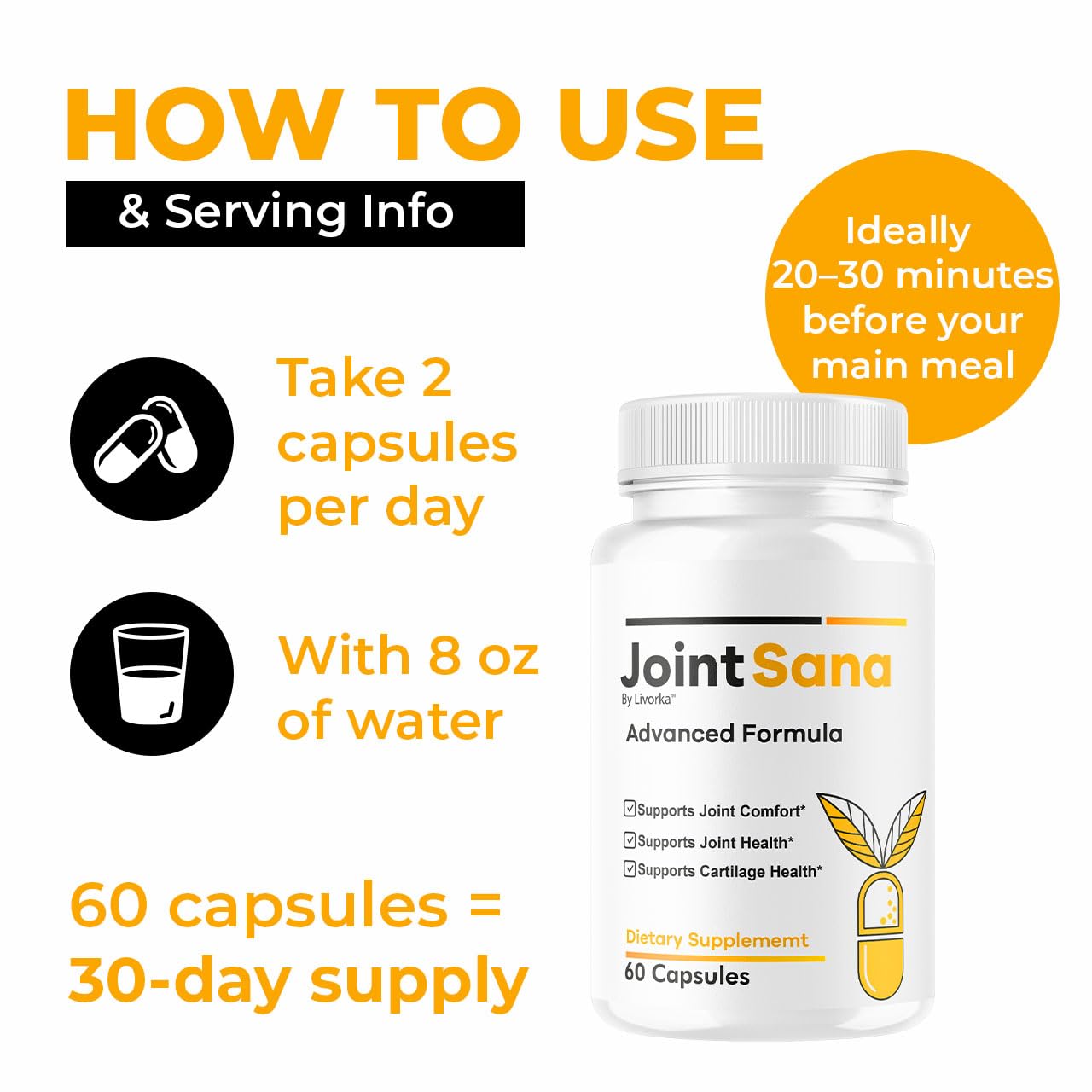 (5 Pack) Joint Sana Capsules – Official JointSana Supplement, 300 Capsules