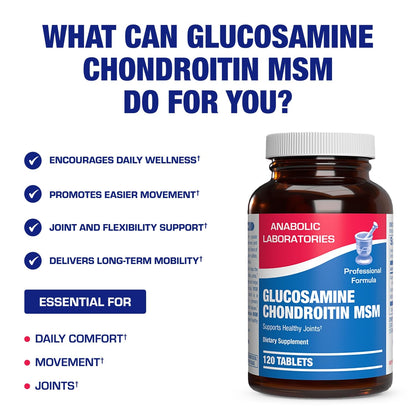 High Absorption Glucosamine Chondroitin MSM – 120 Servings | USA Made