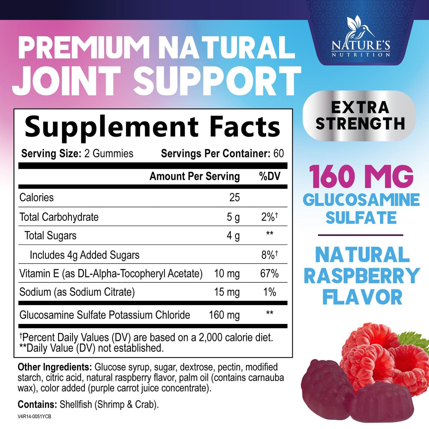 Nature's Nutrition Joint Support Gummies – Glucosamine & Vitamin E, 120 Gummies