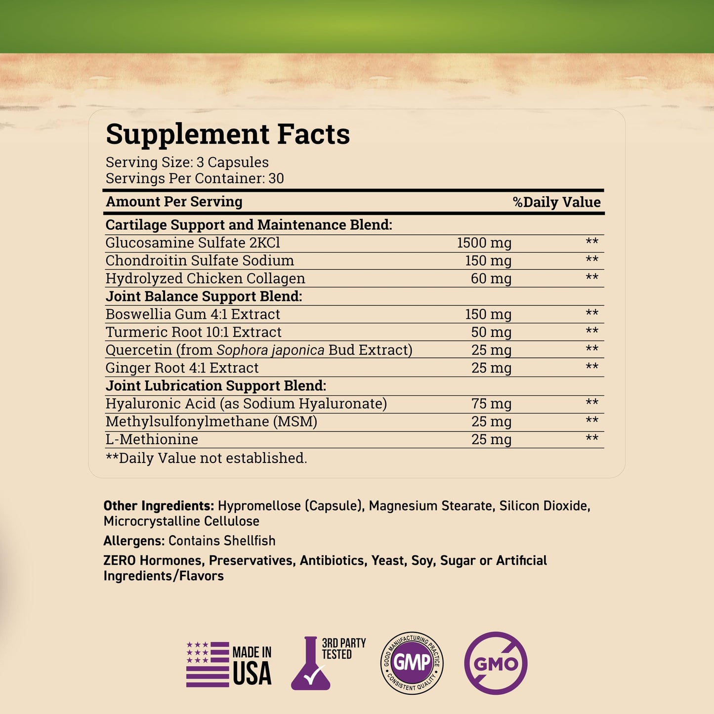 Nature's Base Glucosamine Chondroitin MSM Collagen – Joint Support (90 Capsules)
