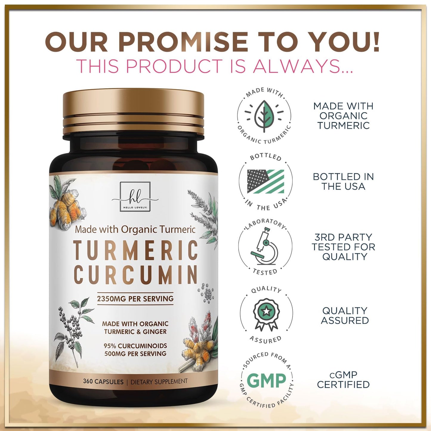 Turmeric Curcumin 95% Curcuminoids, 1750mg with BioPerine | Vegan, Non-GMO, 360 Capsules | USA Bottled