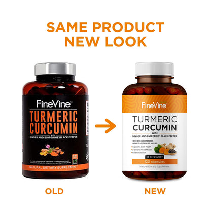 Turmeric Curcumin with BioPerine, Black Pepper & Ginger — Made in USA | 120 Vegetarian Capsules