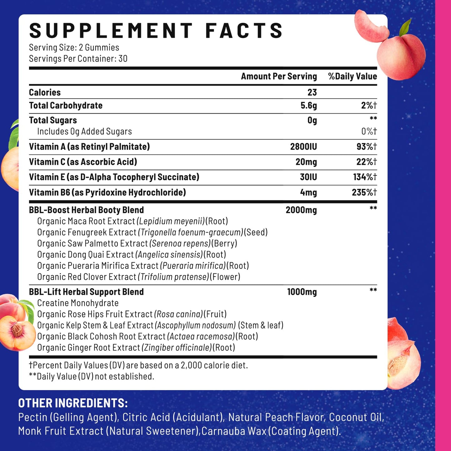 Jovariquethor Booty Gummies for Women – Peach Flavor, 60 Count