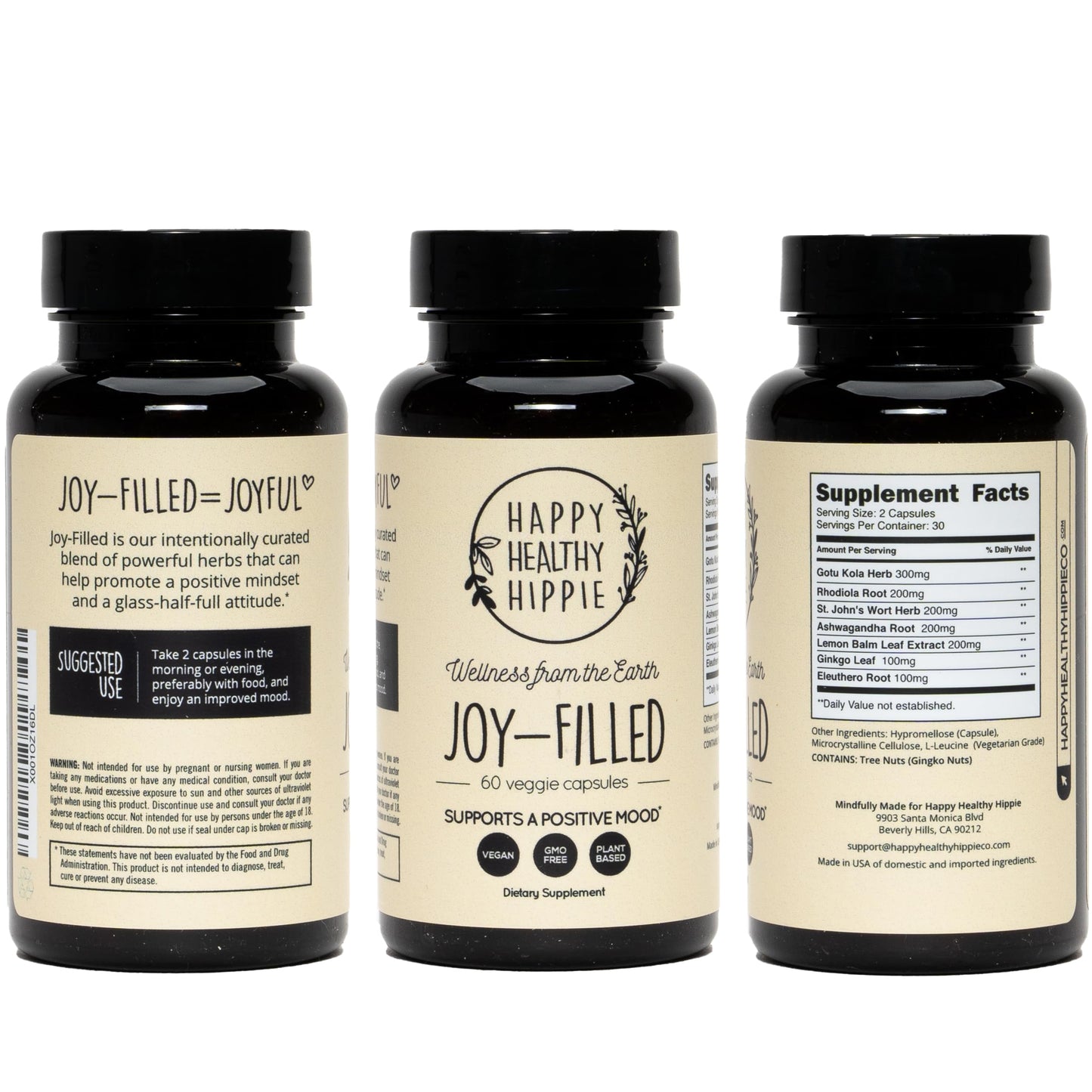 Joy-Filled Mood Support - 7-Herb Complex with St. John's Wort | Plant-Based Stress Relief | 60 Ct