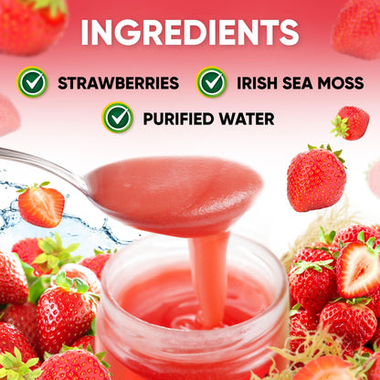 Joy Sea Moss Wildcrafted Irish Sea Moss Gel 16 oz Strawberry | Made in USA