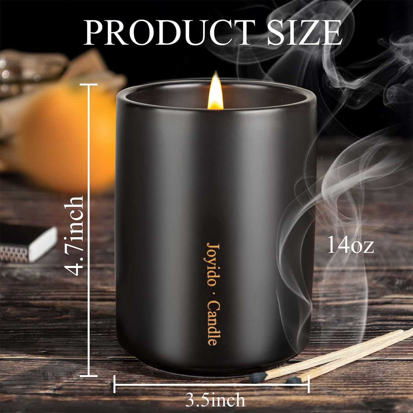 Joyido 14oz Lavender Scented Candle – Soy Wax, Black Ceramic Jar