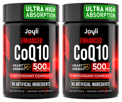 JOYLI Nutrition 2 Pack CoQ10 500mg - High Absorption CoQ10 for Energy & Vitality | 240 Softgels