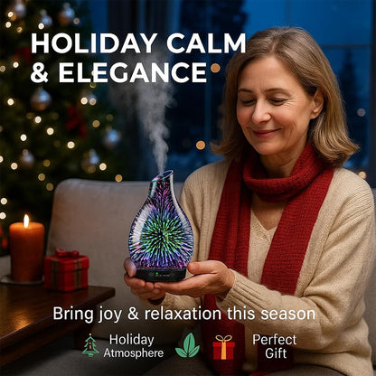 JOYOLO Essential Oil Diffuser & Oils Set - Glass Diffuser with 7 LED Lights and Auto-Shut-Off