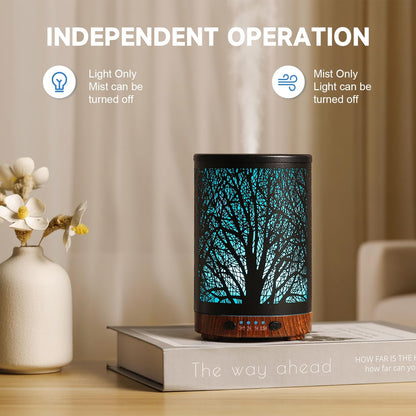 JOYOLO 120ML Metal Diffuser – Tree Pattern, Auto Shut-Off, 7 Color Lights