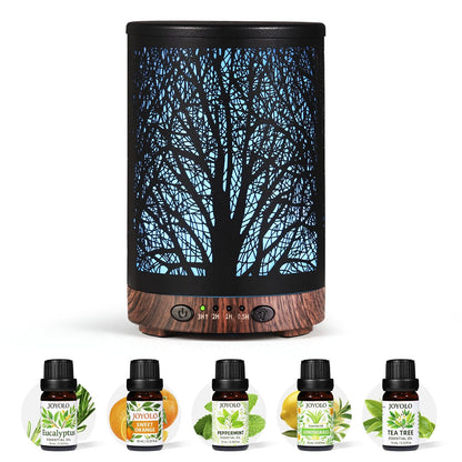 JOYOLO Essential Oils Diffuser Set – 7-Color Lights, Auto Shut-Off, 6 Oils Gift Pack