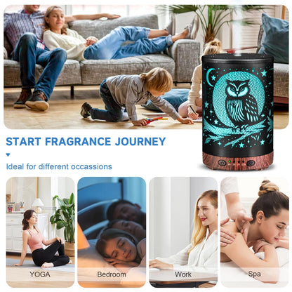 JOYOLO Metal Essential Oil Diffuser with 7 Color LEDs – Owl