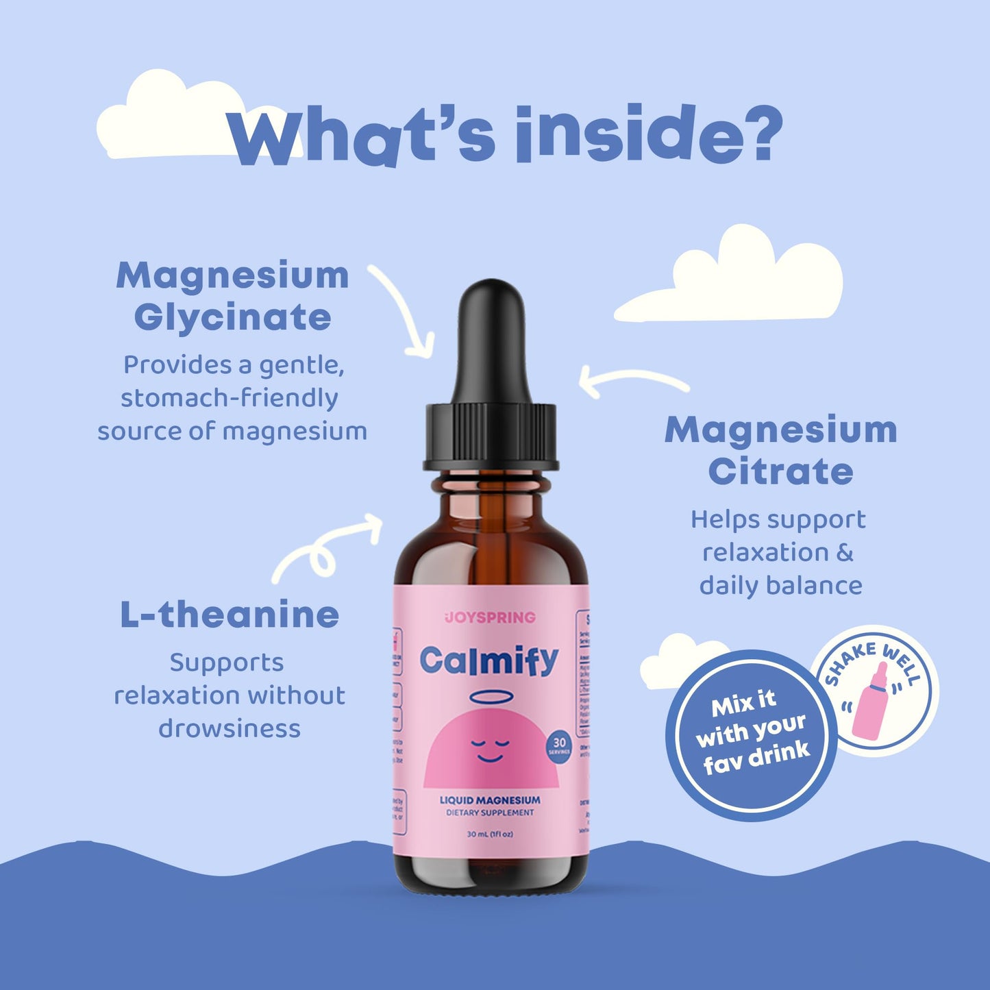JoySpring Calmify: Liquid Magnesium for Kids - Chamomile & L-Theanine