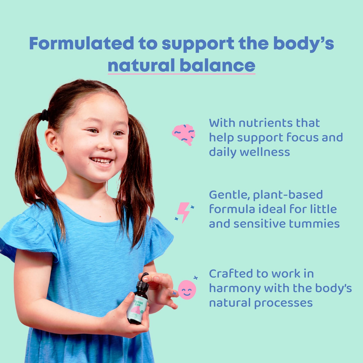JoySpring DetoxZee Zeolite Drops for Kids – Clinoptilolite with Vitamin D3 & Cyanocobalamin Vitamin B12 – Natural Berry Flavor Liquid | 30 Servings