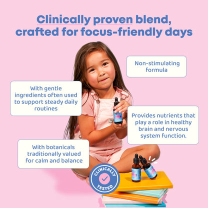 JoySpring Genius Drops for Kids – Clinically Proven Focus Supplement (1 fl oz, 30 Servings)