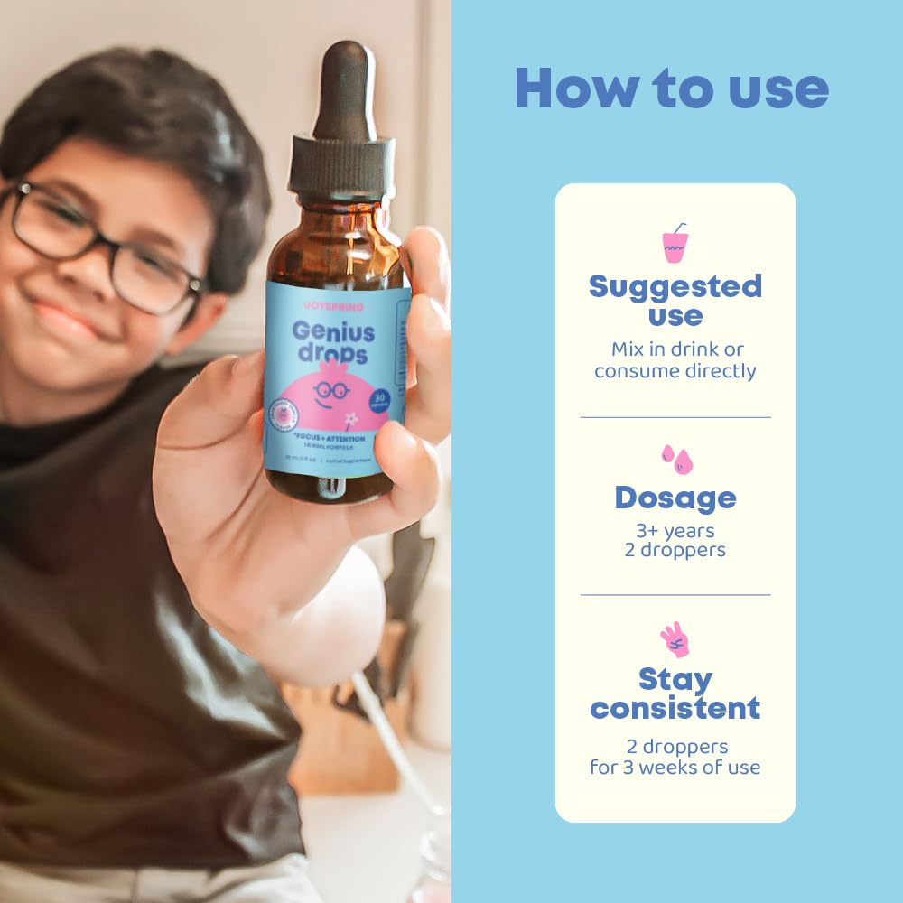JoySpring Genius Drops Smartberry Vanilla – Kids Focus Liquid 1 fl oz