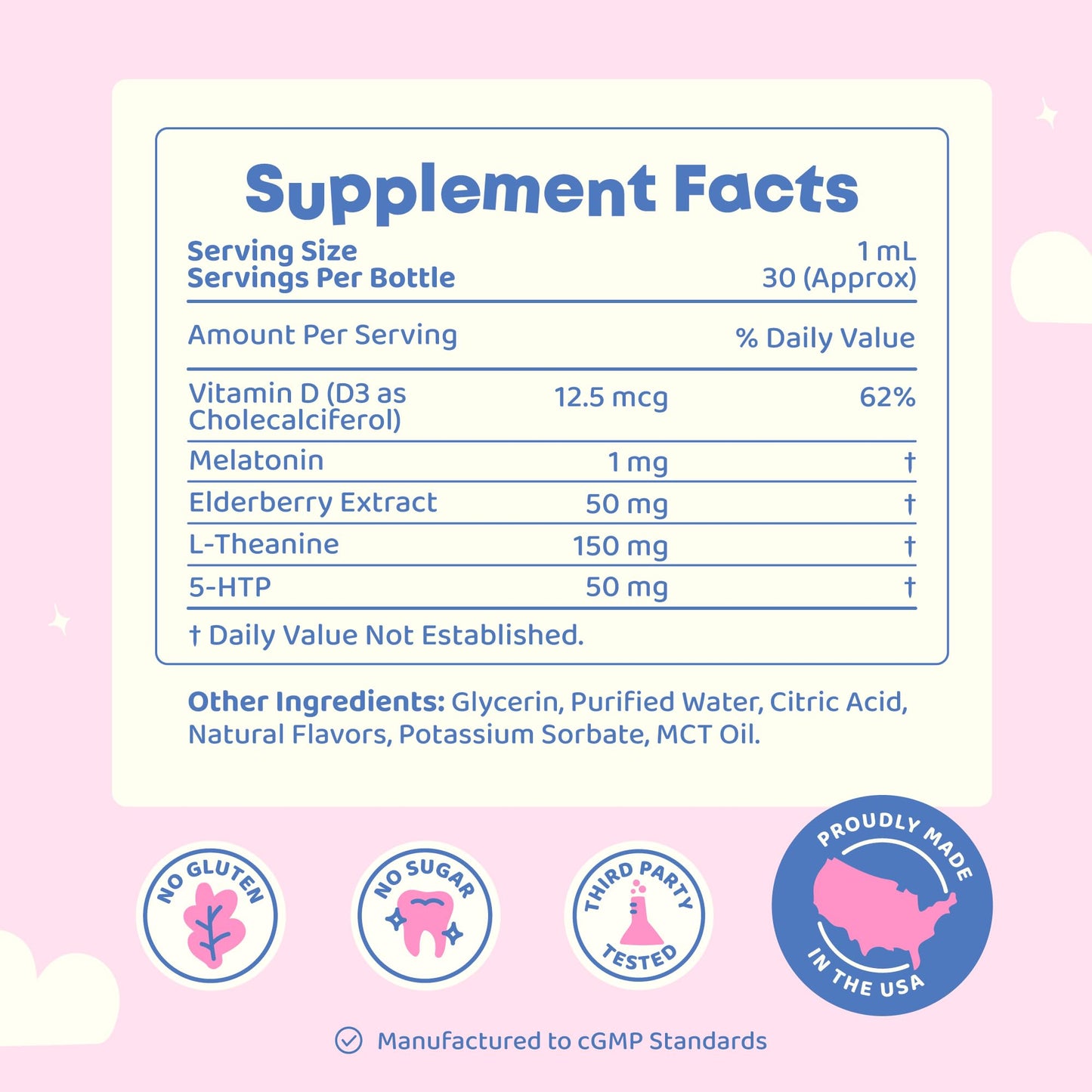 JoySpring Melatonin 1mg for Kids – Sugar-Free Liquid Sleep Support with 5-HTP & L-Theanine