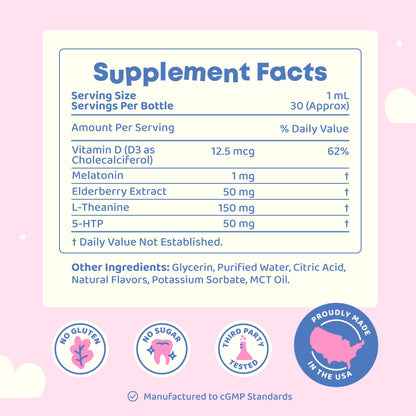 JoySpring Melatonin 1mg for Kids – Sugar-Free Liquid Sleep Support with 5-HTP & L-Theanine
