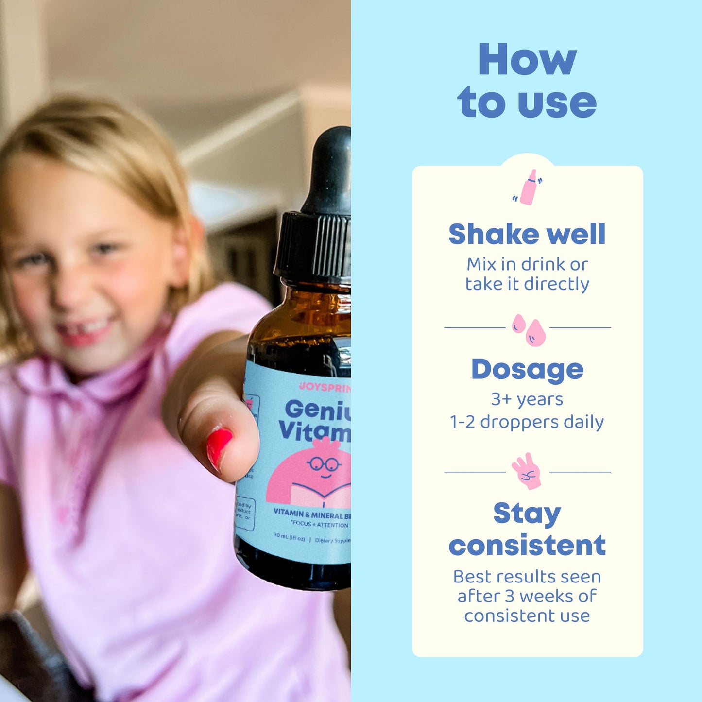 JoySpring Kids B Complex – Vitamin B Complex Liquid Drops with Elderberry, Zinc & Vitamin C | Supports Overall Wellness (1 fl oz, 30 Servings)