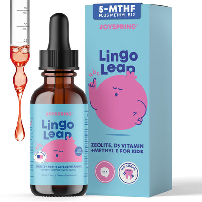 JoySpring LingoLeap B9 – L-Methylfolate 5-MTHF + Methyl B12 Kids Drops, 1 fl oz