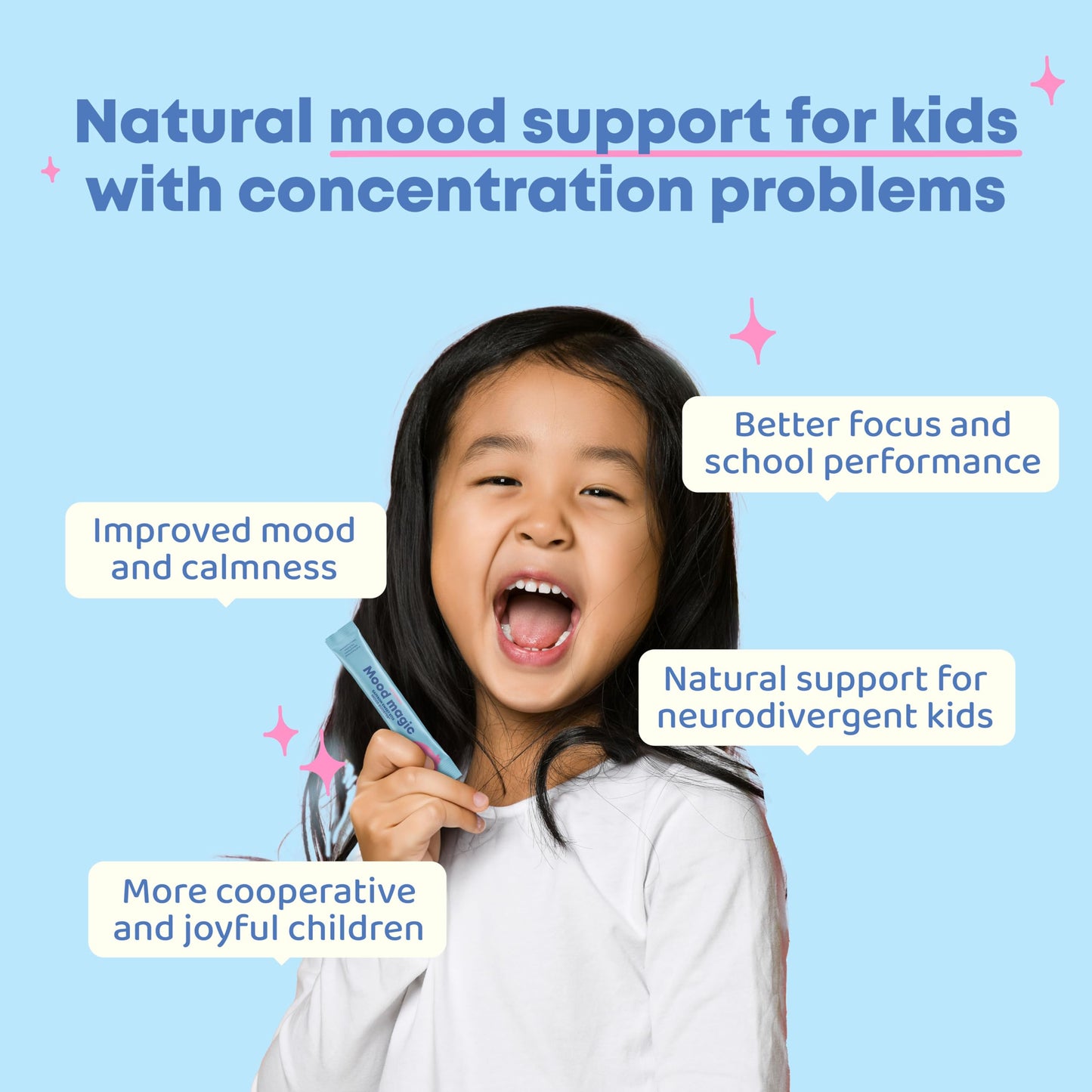 JoySpring Mood Magic for Kids – Natural Mood Support Pixie Sticks with Saffron, Magnesium & Vitamin D3 | Sugar-Free