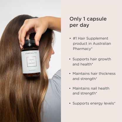 JSHealth Hair and Energy Formula – Hair Vitamins with Iodine & Zinc | 2 x 60-Capsule Pack