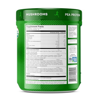 Juce SG7 Sport Greens Powder Supplement | Organic Plant Based Protein | Green Juice Powder | Probiotics | Mushrooms | Mixed Berry Flavor | 30 Servings | By Terra Kai Organics