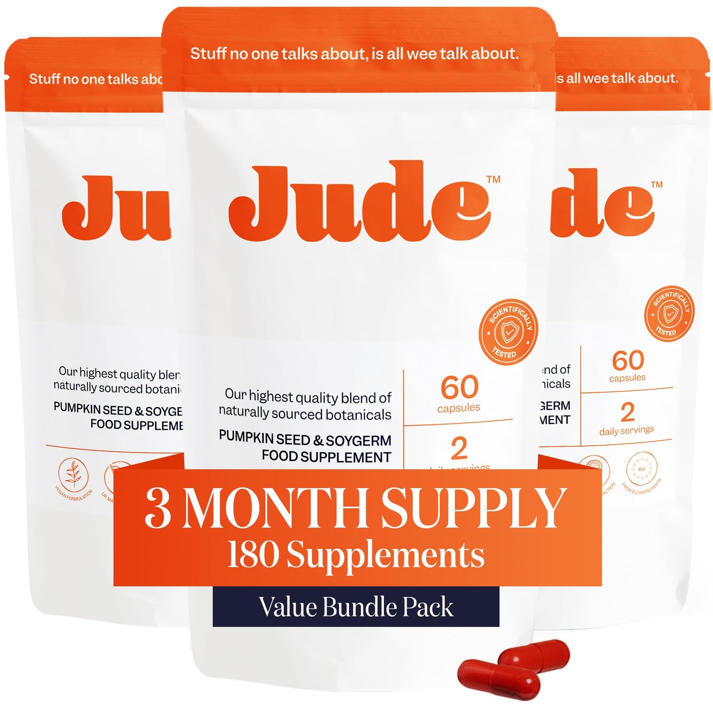 Jude Bladder Control Tablets – Daily Urinary Support, 180 Capsules