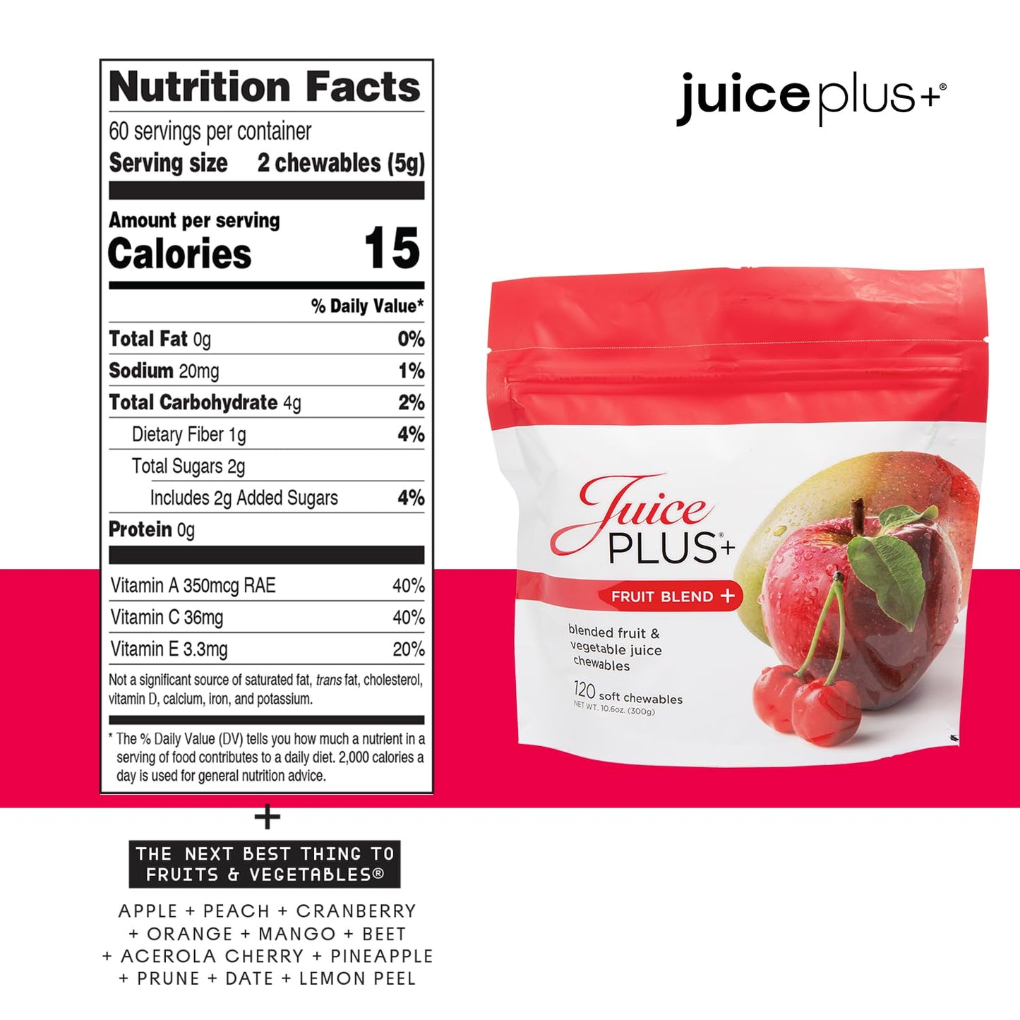Juice Plus+ Fruit & Vegetable Blend Soft Chews – Vegan Gummies for Adults & Kids