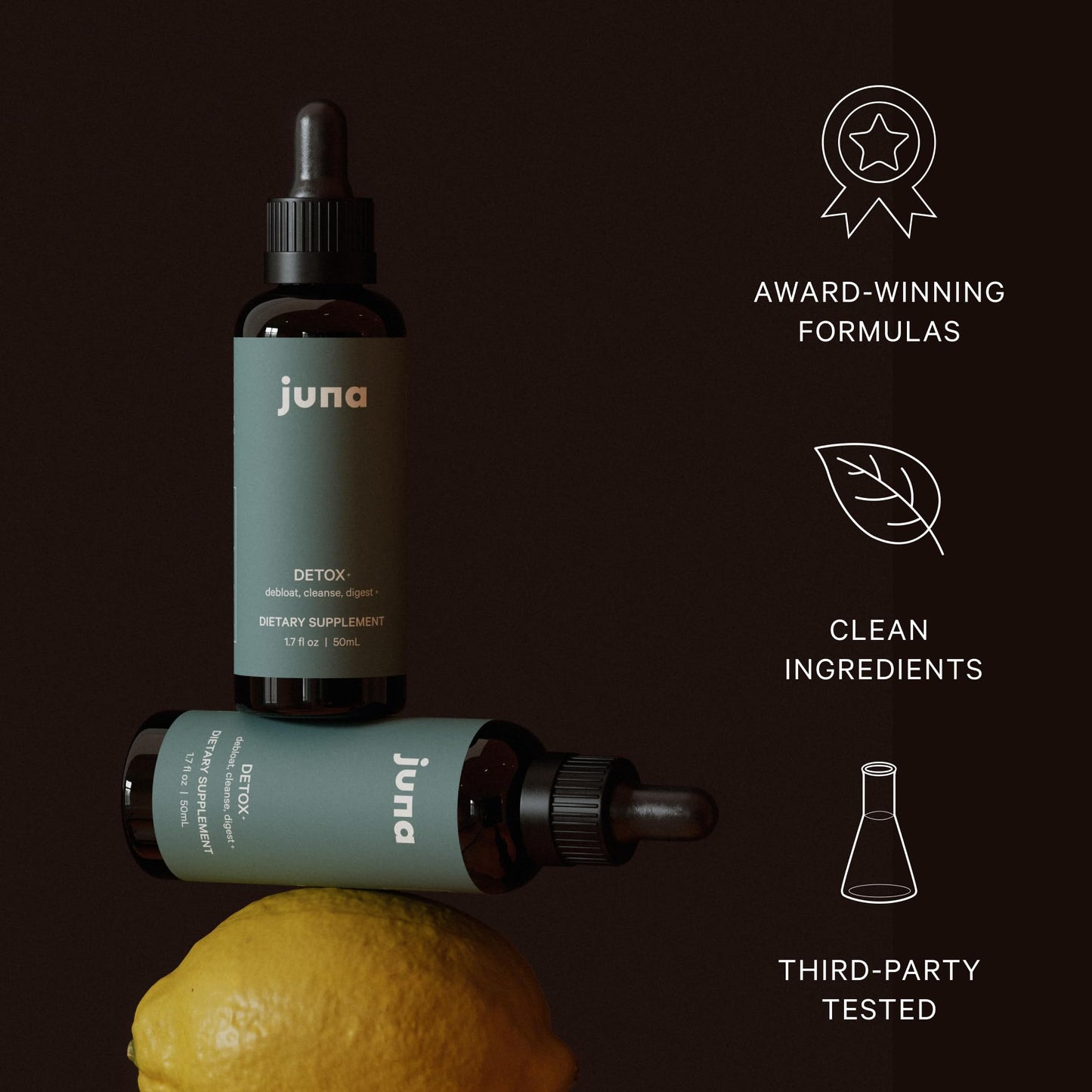 Juna Chlorophyll Liquid Drops – 3X Potency Detox, Energy & Internal Deodorant (Mint-Lemon Flavor)