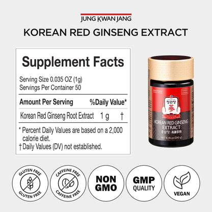 JUNG KWAN JANG Korean Red Panax Ginseng Concentrated Extract 50g | Immune Support & Focus