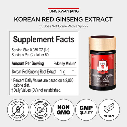 JUNG KWAN JANG Korean Red Panax Ginseng Concentrated Extract 50g | Immune Support & Focus